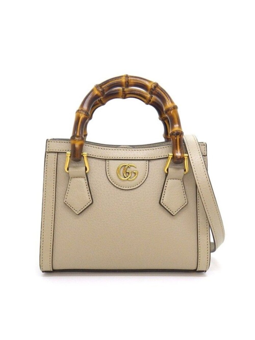 Gucci Shoulder Bag Diana Small Tote Beige Leather Gold